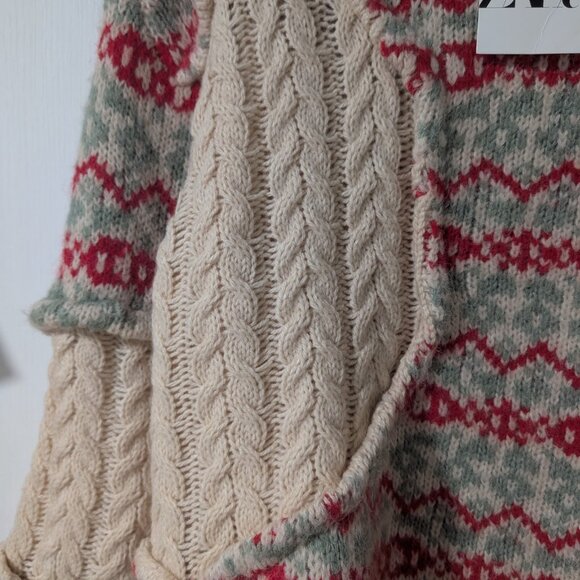 Zara | Jacquard Sweater with Cable knit Accents - Picture 5 of 8